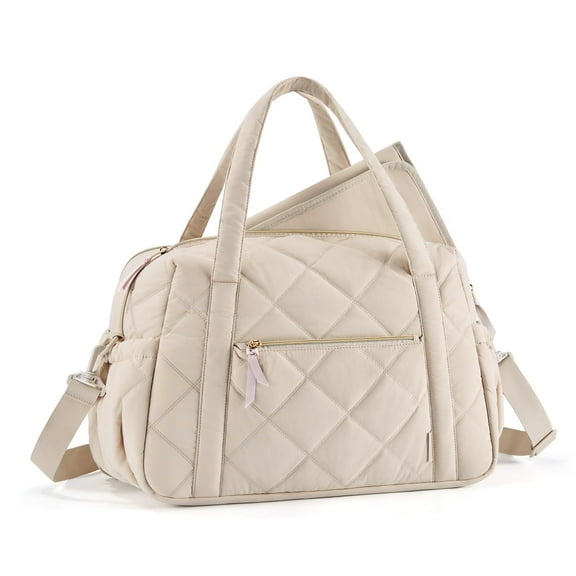 Bolsa de pañales MoMmore expandible para 2 niños o gemelos, color beige