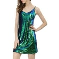 thumbnail image 2 of INSPIRE CHIC Women's Dress Glitter Sequin V Neck Adjustable Straps Prom Mini Dress 3XL Green, 2 of 8