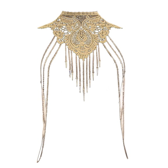 Layered Golden Necklace for Woman Nightclub Metal Long Tassels Decors Chain Nightclub Dance Body Accessories