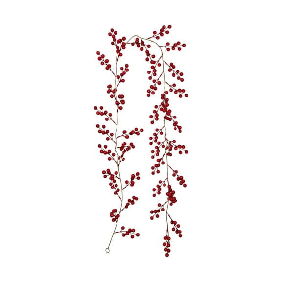 Moocorvic 5.74ft Red Berry Christmas Garland, Artificial Garland Christmas Fireplace Decoration Indoor Outdoor Winter Holiday New Year Decor