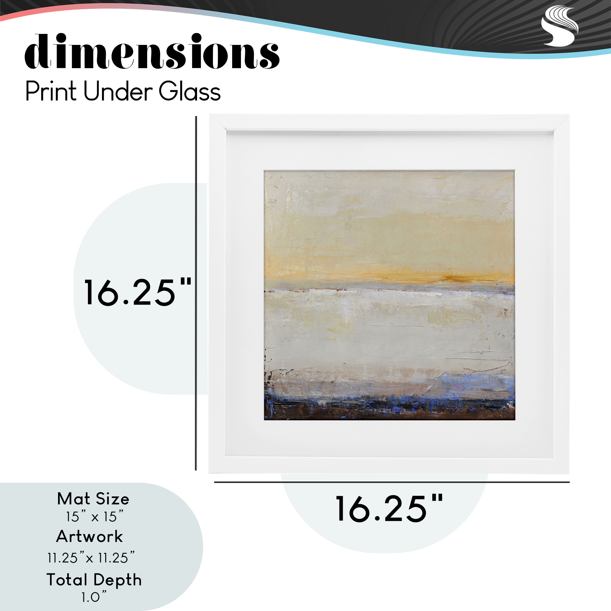Sweeping Subtle Horizon White Framed Print Under Glass, design by Design Fabrikken