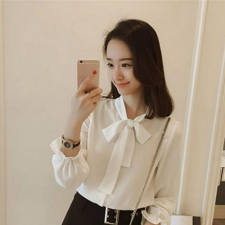 v neck bow tie blouse