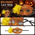 thumbnail image 4 of Orange Lace Masquerade Mask 6 X 4.5 Inch with Crystal Rhinestones for Women Halloween Party Mardi Gras Venetian Style Accessory 1 Pack, 4 of 4
