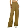 thumbnail image 3 of Elastic Waist Trousers Women's Loose Fit Casual Twill Pants, High Waisted Straight Leg Work Slacks with Pockets, Office Business Casual Bottoms for Women | CSEONE,Khaki XL, 3 of 9