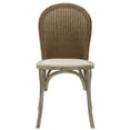thumbnail image 3 of SAFAVIEH Kioni Nautical Linen Solid Dining Side Chair, Taupe/Pickled Oak (Set of 2), 3 of 7
