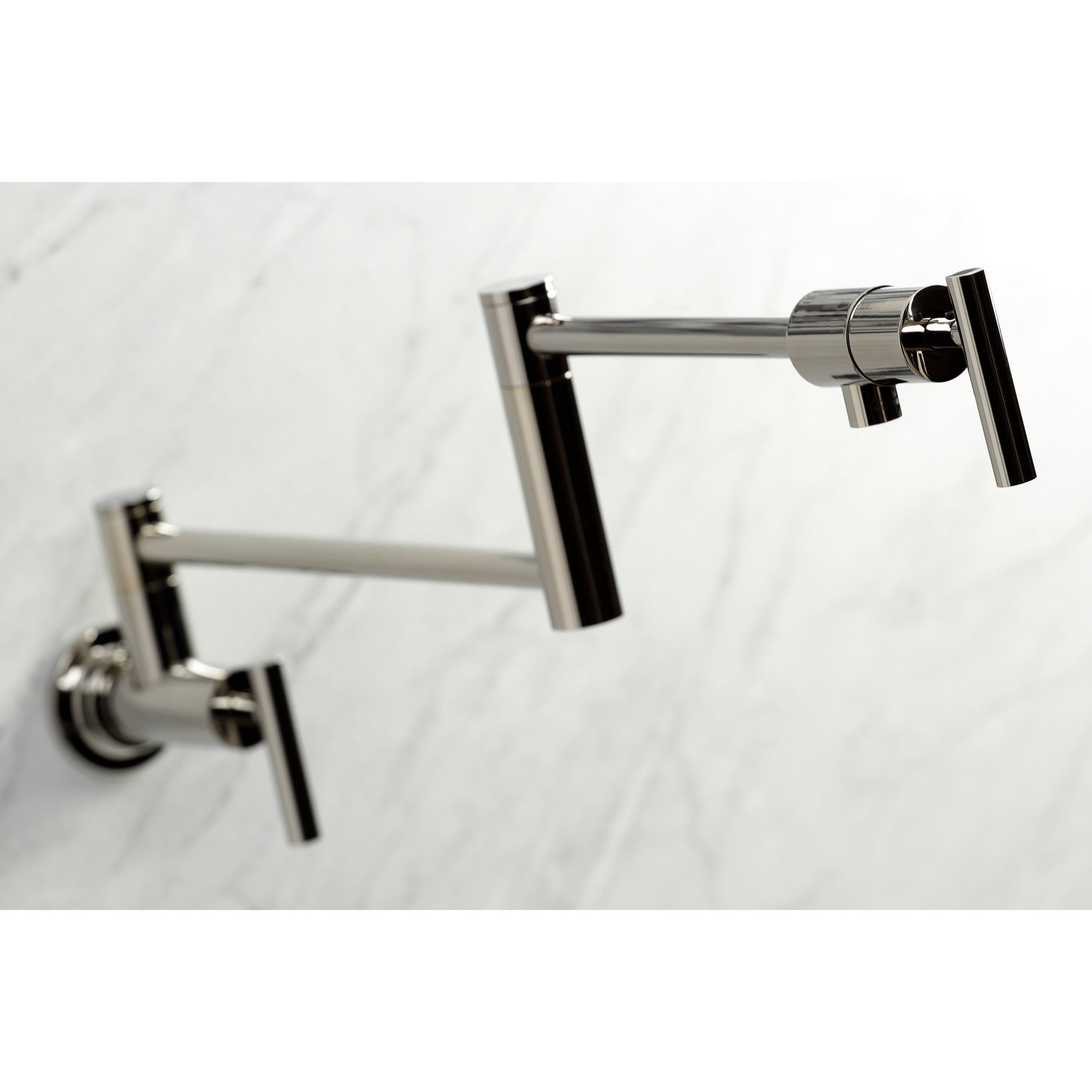 Kingston Brass KS4106CML Manhattan Two-Handle 1-Hole Wall Mount Pot Filler Faucet in Polished Nickel