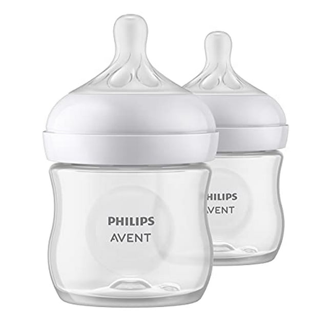 Philips AVENT Biberón Natural con Tetina de Respuesta Natural, Transparente, 11 oz, Paquete de 4, SCY906/04 Philips AVENT NA