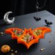 thumbnail image 1 of Bandeja de dulces de Halloween | Plato de Servir de Plástico en Forma de Murciélago | Decoración de fiesta naranja y negra | Plato de frutas reutilizable | Adorno de mesa | 34x17x2,8cm | 1 Cuenta, 1 of 8
