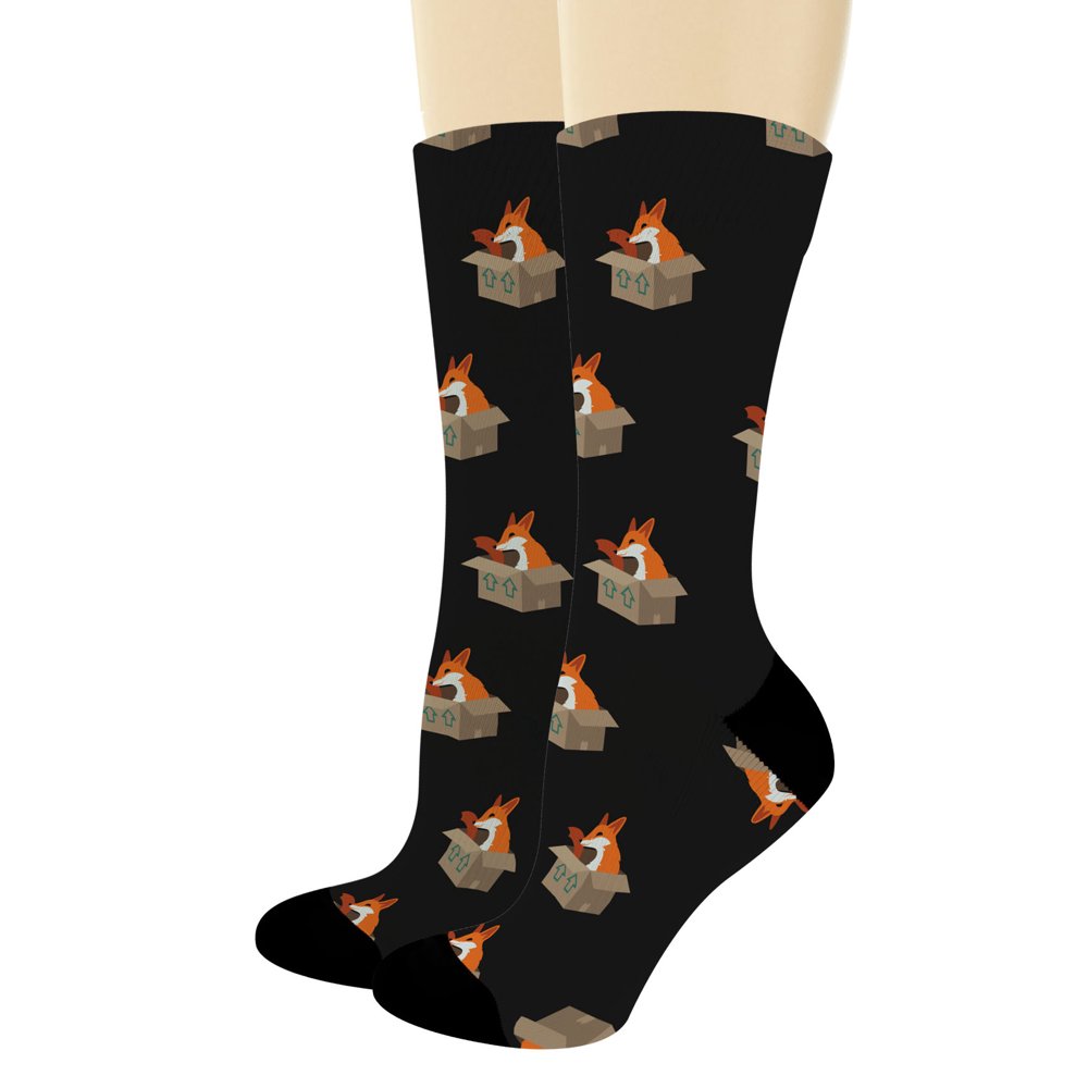 ThisWear Funny Fox Print Socks Fox in Box Fox Socks for Men and Women