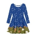 thumbnail image 4 of DISNIMO Blue Christmas Dress Girls Star Dress for Children Girls Winter Dresses Size 3-4 Girls Dress Winter Twirl Dress Girls Long Sleeve Twirly Dress Girls Midi Dresses Childrens Dresses for Fall, 4 of 6