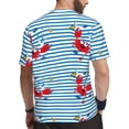 thumbnail image 2 of Wukai Red Funny Crab on Blue Stripe Print Men's Short-Sleeved Mesh T-Shirt,Quick-Dry Short Sleeve Workout T-Shirt-Small, 2 of 8