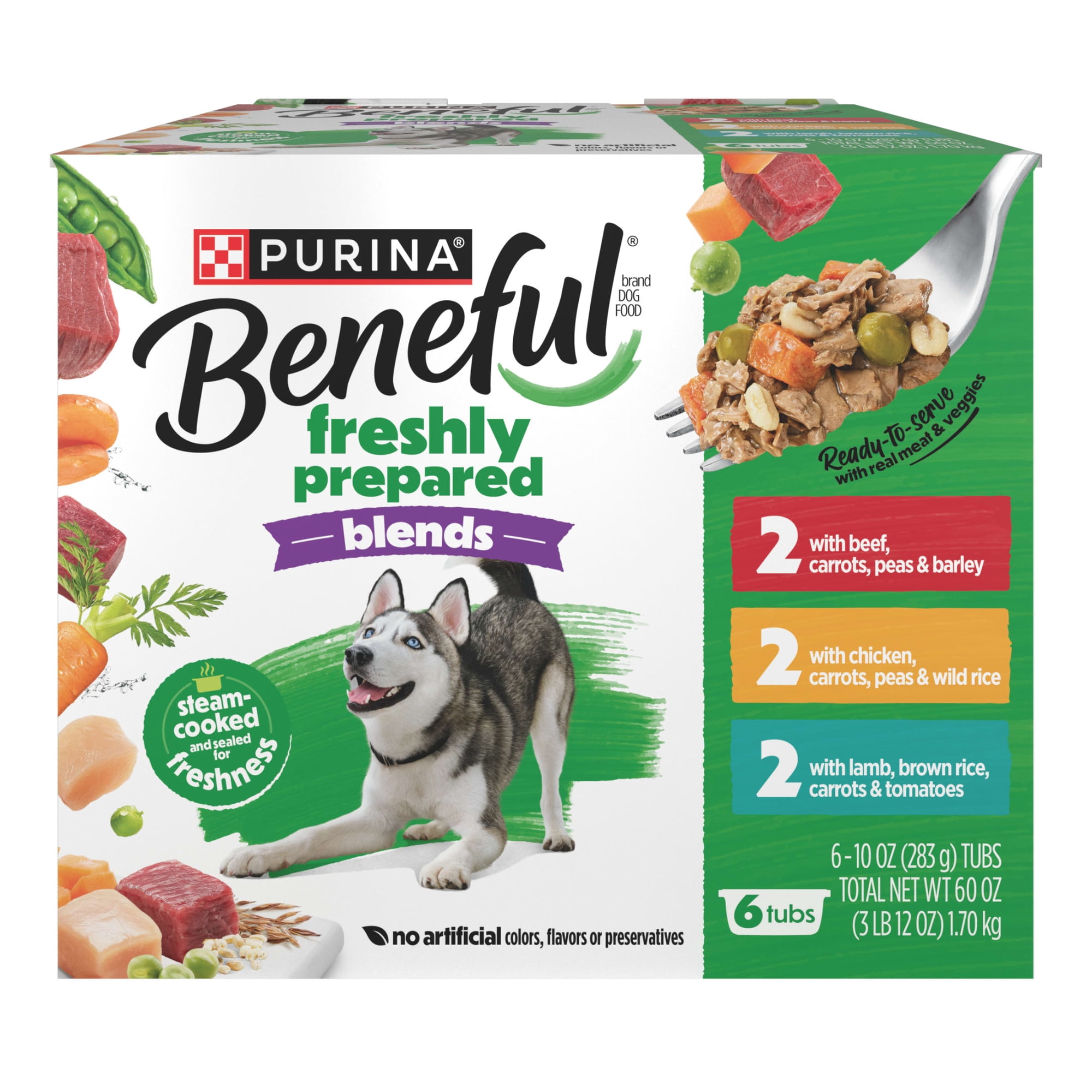 Purina Beneful Freshly Prepared Blends Wet Dog Food Variety Pack With Beef, Chicken, or Lamb Dog Food, 10 oz.