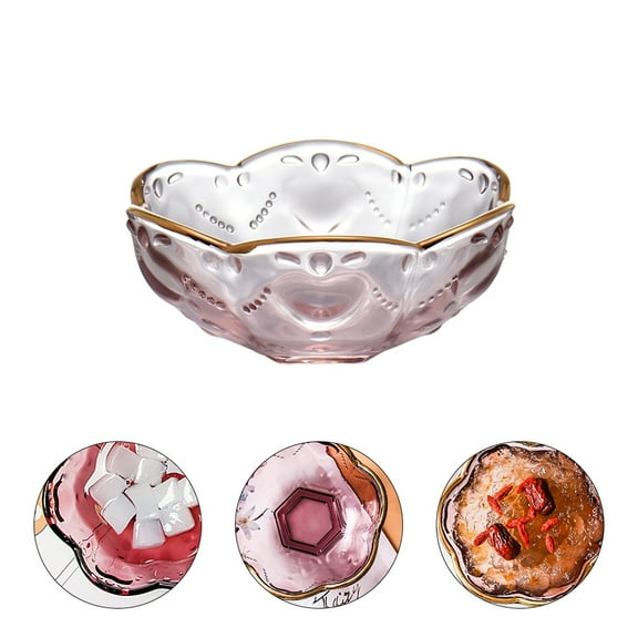 Soimiss Purple Glass Bowl for Kitchen Use Elegant Design with Smooth Mouth Hexagon Bottom 1pc