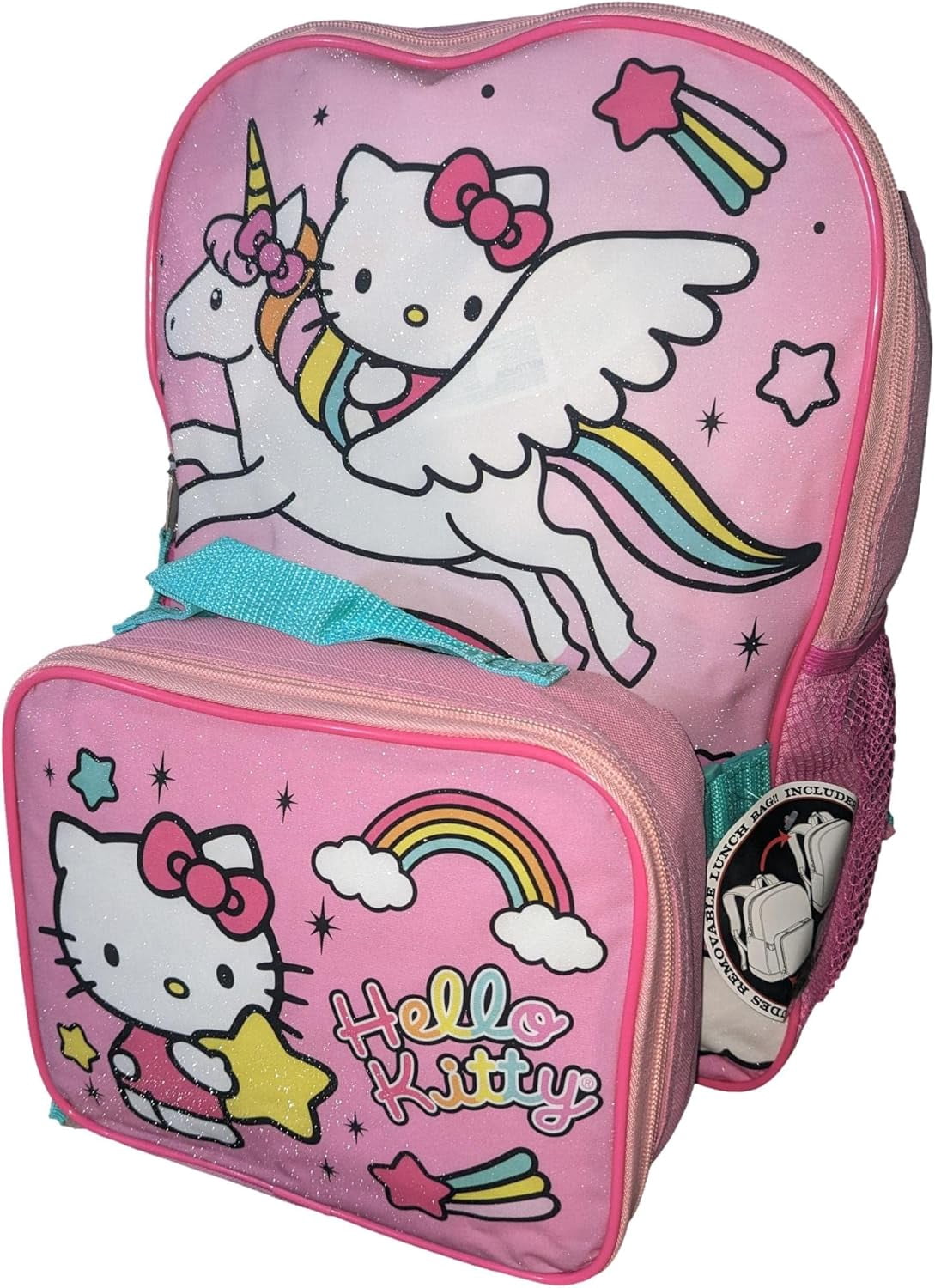 Hello Kitty Full Size 16 Inch Backpack with Detachable Lunch Box