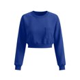 thumbnail image 5 of Gytharion Women's Cropped Sweatshirts Crew Neck Patch Pocket Solid Color Soft Comfortable Classic Pullovers Fashion Cozy Athleisure Pullover Tops, 5 of 7