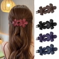 thumbnail image 2 of Xinwanna Girl Hair Clip Flower Decor Solid Color Elastic Spring Fix Tightly Anti-slip Hair Decoration Frosted Pointed Sticks Lady Hairpin Hair Accessory (Navy Blue), 2 of 13