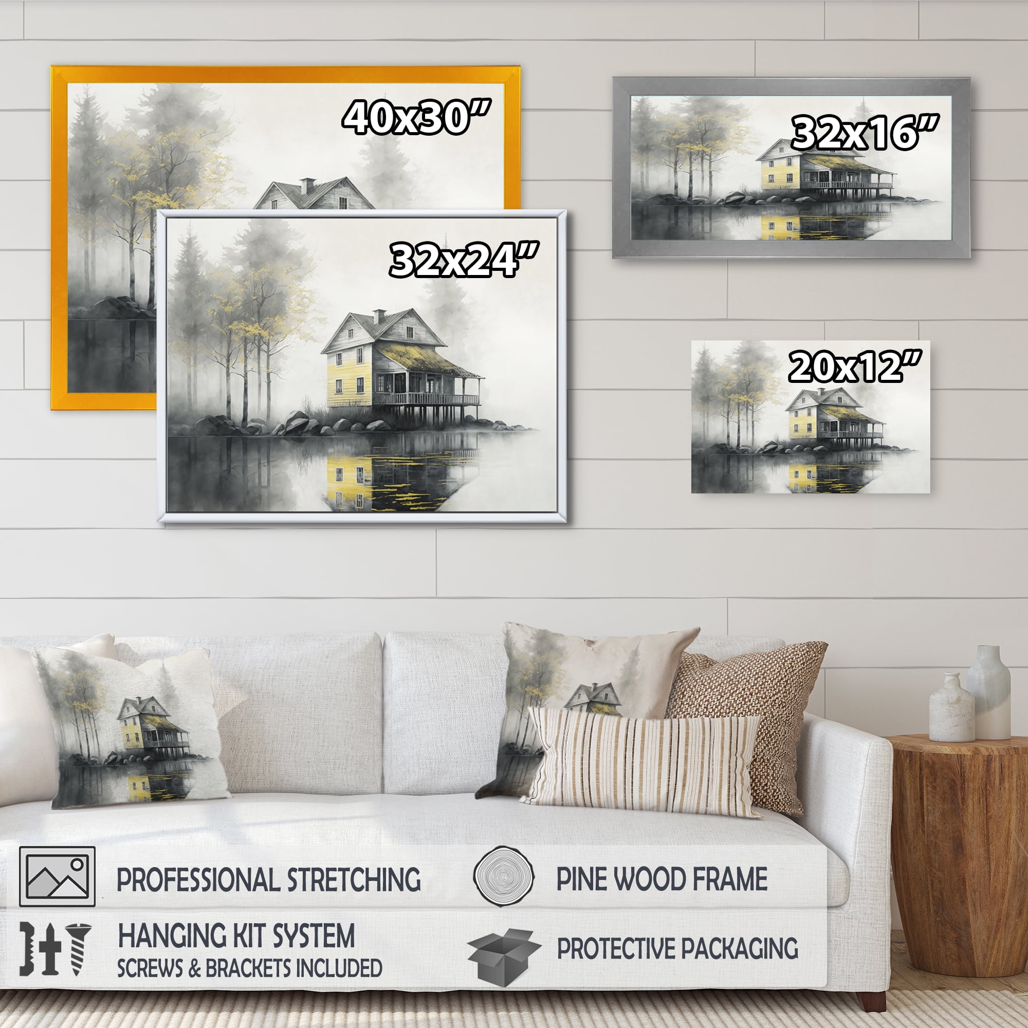 Designart Cottage By The Lake III Canvas Wall Art