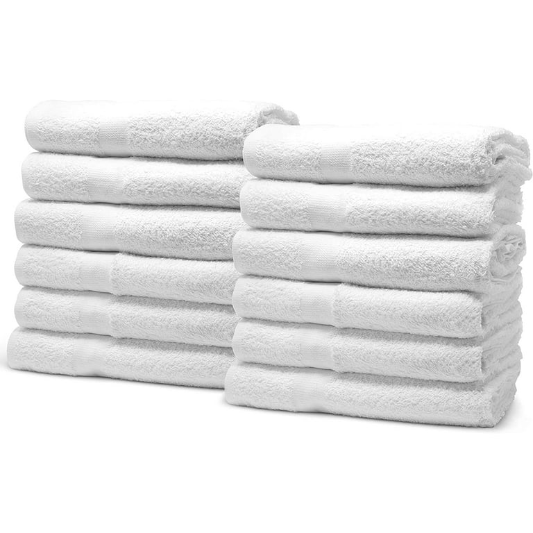 Bath Towels Set, 22 x 44 inch 100% Cotton - Lightweight Thin Commercial,  Bulk Towels, Pool, Spa, Gym, Home 12 White