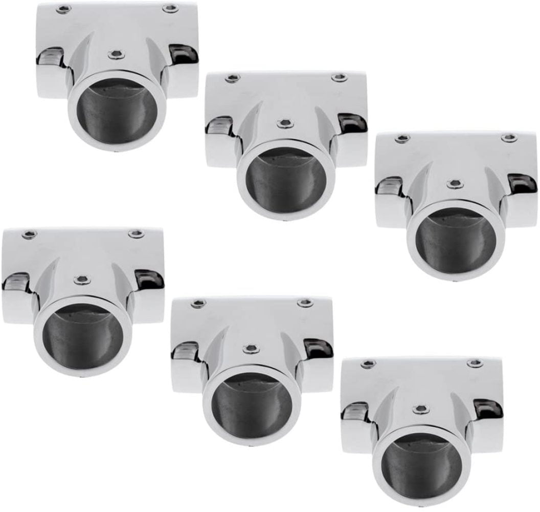 Dolity 6pcs Durable 1 inch 90 Degree Polished 316 Stainless Steel Boat Hand Rail Fittings Tee Hardware