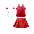 thumbnail image 3 of iiniim Alien Costume for Girls Metallic Dress Alien Holographic Cami Top with Pleated Skirts and Hair Hop Red 10, 3 of 7