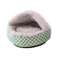 thumbnail image 1 of Cama redonda para gatos y perros pequeños, cómoda cama tipo cueva con cojín para gatos, cálida casa tipo cueva para mascotas, para cachorros y perros Verde gris, 1 of 8