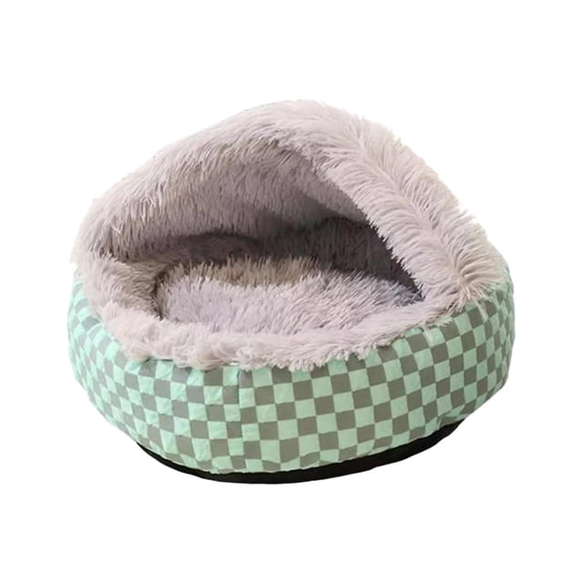 Cama redonda para gatos, cama para perros pequeños, cómoda cama para gatos, cojín, cueva, nido cálido, casa de animales para cachorros y perros pequeñ Verde gris