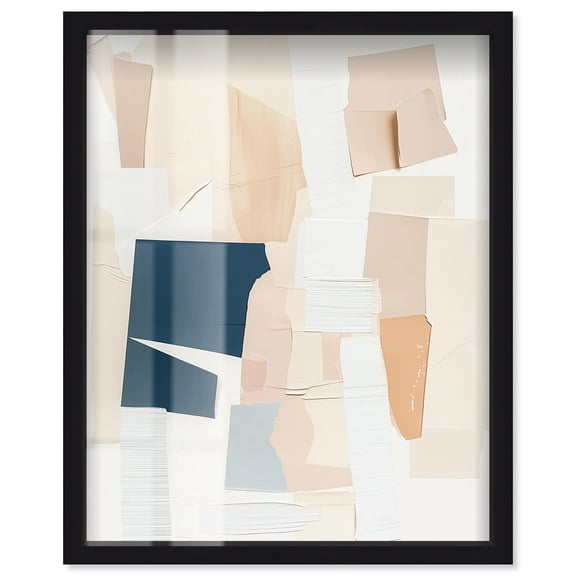 Torn Tints I Shadowbox Print Blue Abstract Art by Art Remedy, Black Frame, 16 x 20