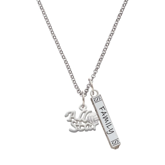 Delight Jewelry Silvertone All Star - Volleyball Silvertone Family Bar Charm Necklace, 23"