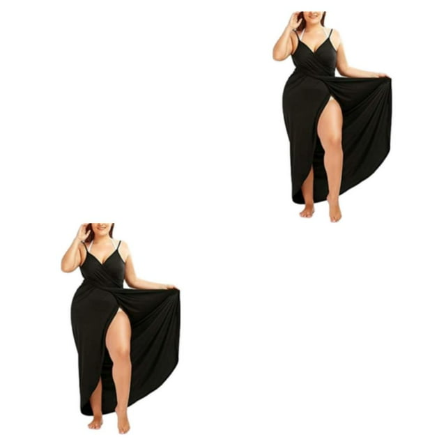 Guardoinrt Polyester Stay Fashionable And Sun-Safe Sun Protection Swimwear Cover Up Sarongs Comfortable To Wear black 4XL 2Set