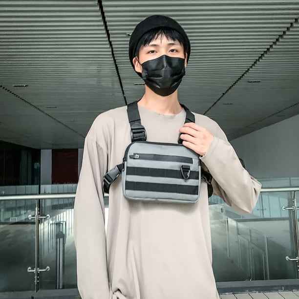 Chaleco de calle Unisex bolsa de pecho de tela Oxford bolso Likrtyny de hombro de Hip Hop clásico Vintage