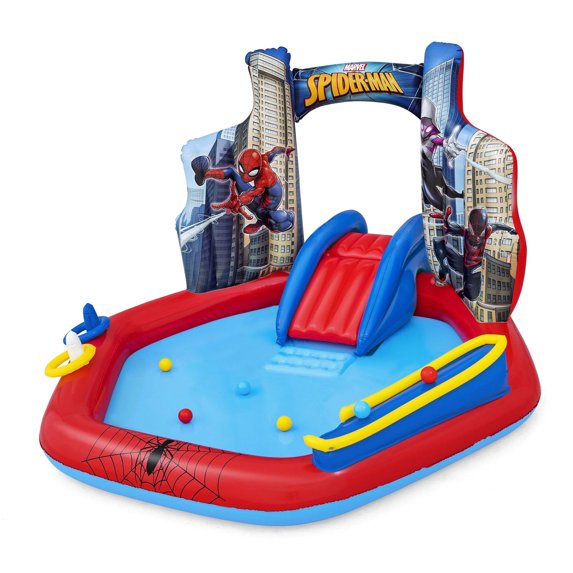 Open Box Marvel Spider-Man Inflatable Kids Outdoor Water Play Center w/ Slide
