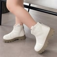 thumbnail image 6 of Gubotare Boots Kids Girls Toddler Bow knot Ankle Boots Low Chunky Heel Side Zipper Cute Dress Booties Little Big Kid Size 3.5 (White,Big Kids 3.5), 6 of 9