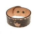 thumbnail image 2 of Wide Brown Leather Men's Cuff Bangle Bracelet, 2 of 6