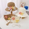 thumbnail image 4 of LNMQLPDBS Straw Sun Hat & Shoulder Bag Sets for Kids Summer Straw Hat for Girls Large Brim Beach Hat with Pretty Flower Baby Outdoor Sun Protection Hat Trendy Sunshade Cap for Tourism, 4 of 4