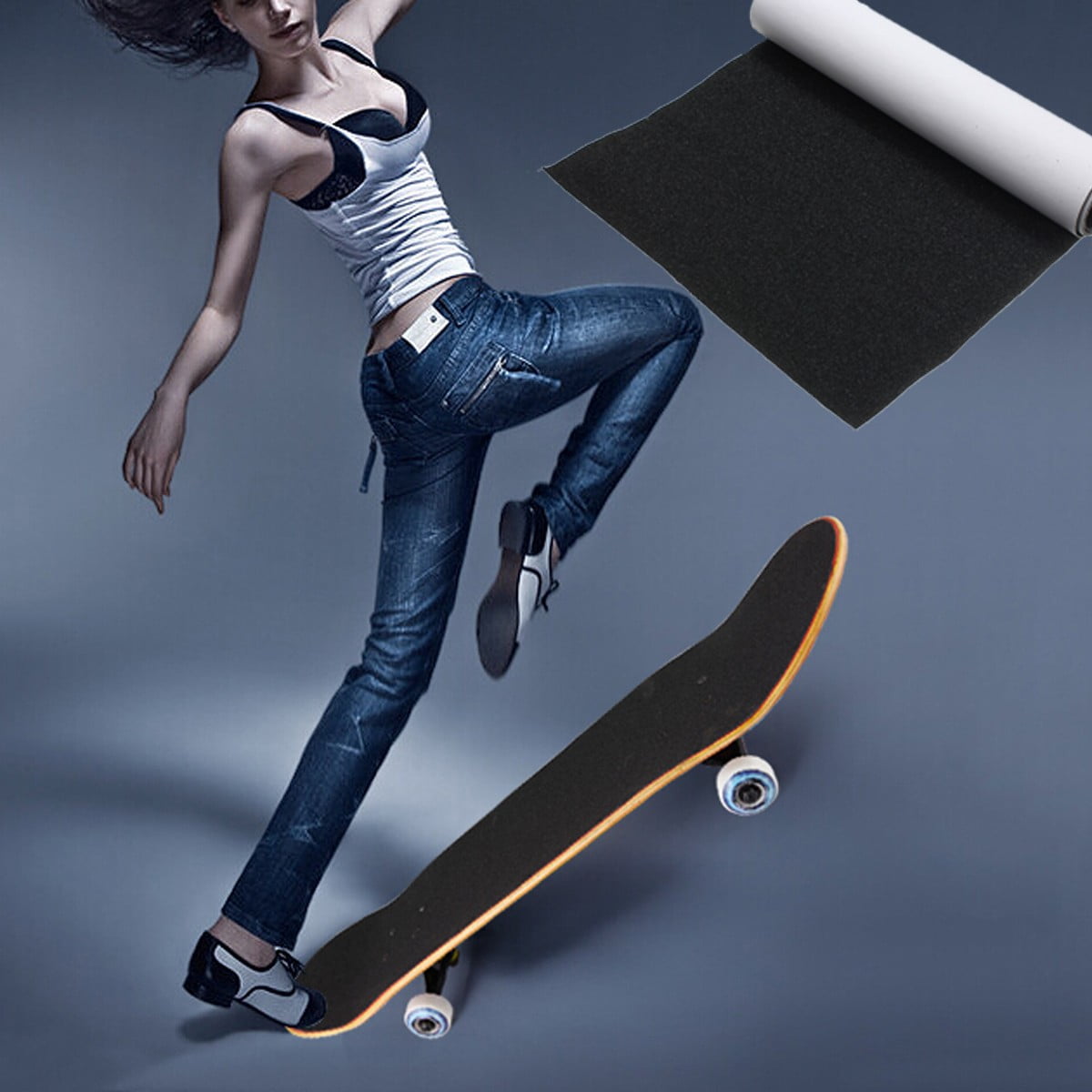 33"X9" Waterproof Skateboard Deck Sandpaper Grip Tape Griptape Skating Board HGU 
