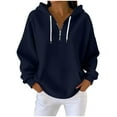 thumbnail image 2 of ylioge S-5X Plus Size Hoodies for Women with Pocket and Zipper Waffleknit Sweatshirts Womens Long Sleeve Solid Color Pullover Going-Out Hoodie Tops, 2 of 8