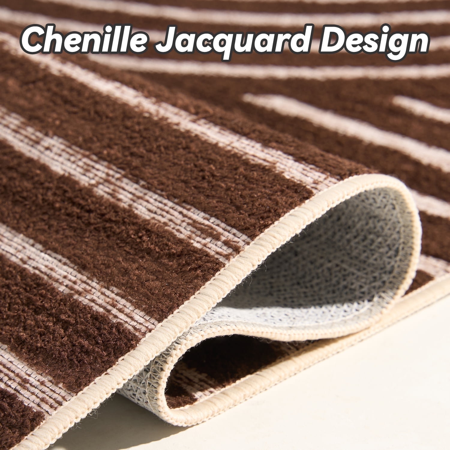 VUNATE 8'x10' Area Rugs for Living Room Jacquard Textured Modern Rugs Soft Geometric Rug for Bedroom Mid Century Washable Rug Non-Slip Bohemian Carpet Perfect for Dining Room Office Brown