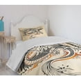 thumbnail image 4 of Ambesonne Dragon Quilted Bedspread Set 2 Pcs, Doodle Creature, Twin Size, Beige Ginger Black, 4 of 6