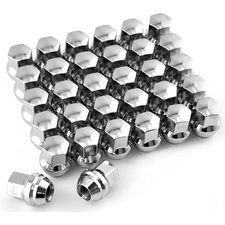 Afa Motors 32Pcs 14mmx1.5 Wheel Lug Nuts,Polished Stainless M14x1.5 Lug Nuts Replacement for Ram 2500 3500 (Chrome)