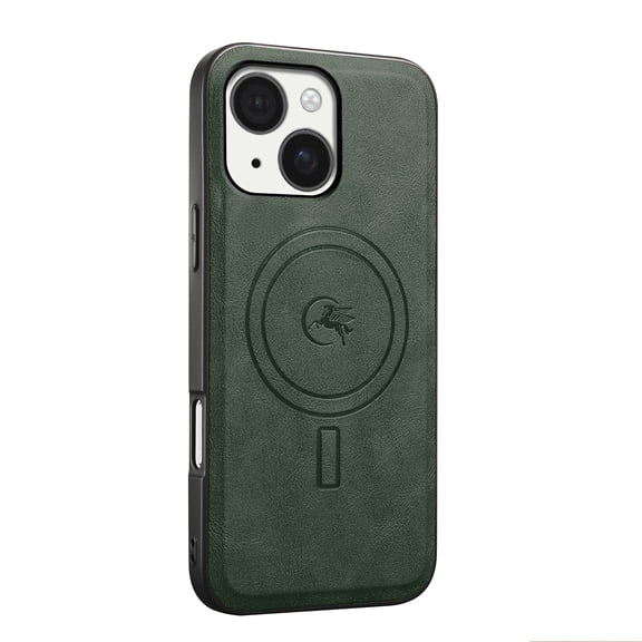 Magnetic Case for iPhone 14 Plus Business Classic PU Leather Slim Soft Bumper Anti-Fingerprint Shockproof Protective Compatible with Magsafe Phone Cover For iPhone 14 Plus,Green