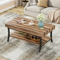 thumbnail image 2 of Tribesigns Farmhouse Coffee Table with Storage, 2-Tier Rustic Living Room Table, 2 of 6