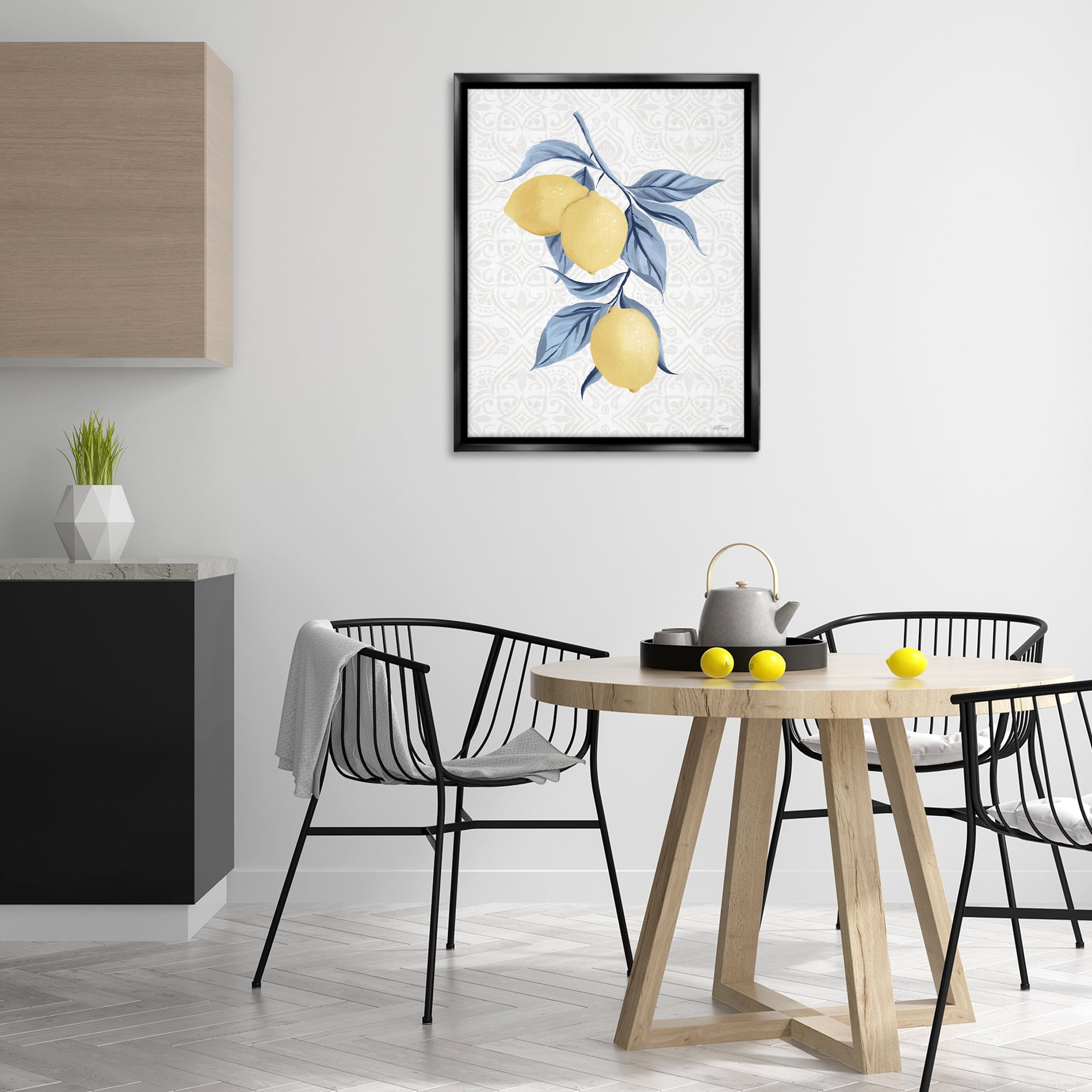 Stupell Industries Geometric Mosaic Lemons Food & Beverage Painting Black Floater Framed Canvas Art Print Wall Art, 25 x 31