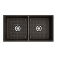 thumbnail image 6 of BOCCHI Contempo Apron Front Fireclay 36 in. Double Bowl Kitchen Sink with Protective Bottom Grid and Strainer in Matte Brown, 6 of 6