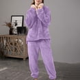 thumbnail image 2 of cfhntfmh Two Piece Sets for Women Sweatsuit Wide Leg Jogger Sets with Pockets Long Sleeve Lapel V Neck Sweatshirt Fall Tracksuit（Purple,Large), 2 of 7