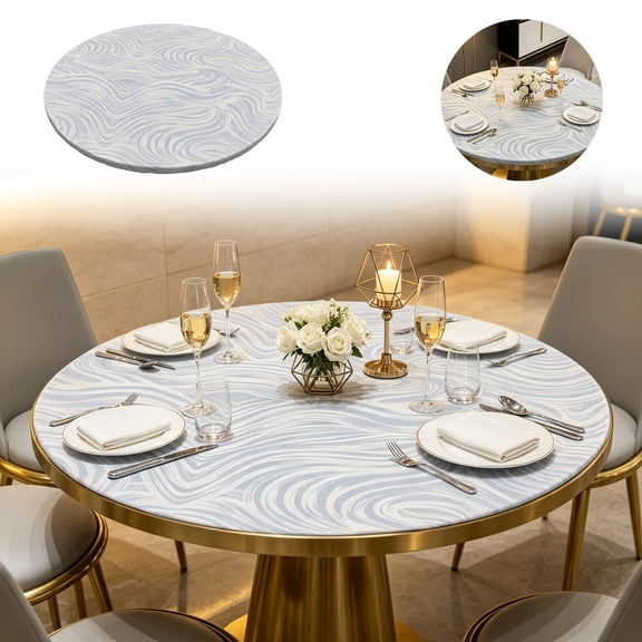 EYNMVR Elastic Round Tablecloth Washable Fitted Table Cover for Indoor and Outdoor Dining Table Cloth Protector