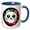 Blue/White, variant on 3drose, Funny Abstract Round White Cat Face Inside the Colorful Circle Gift, 15oz Mug
