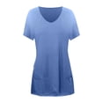 thumbnail image 6 of Tunic Tops for Women Summer Short Sleeve V Neck Irregular Hem Casual Plain Long T Shirts with Pockets, 6 of 6