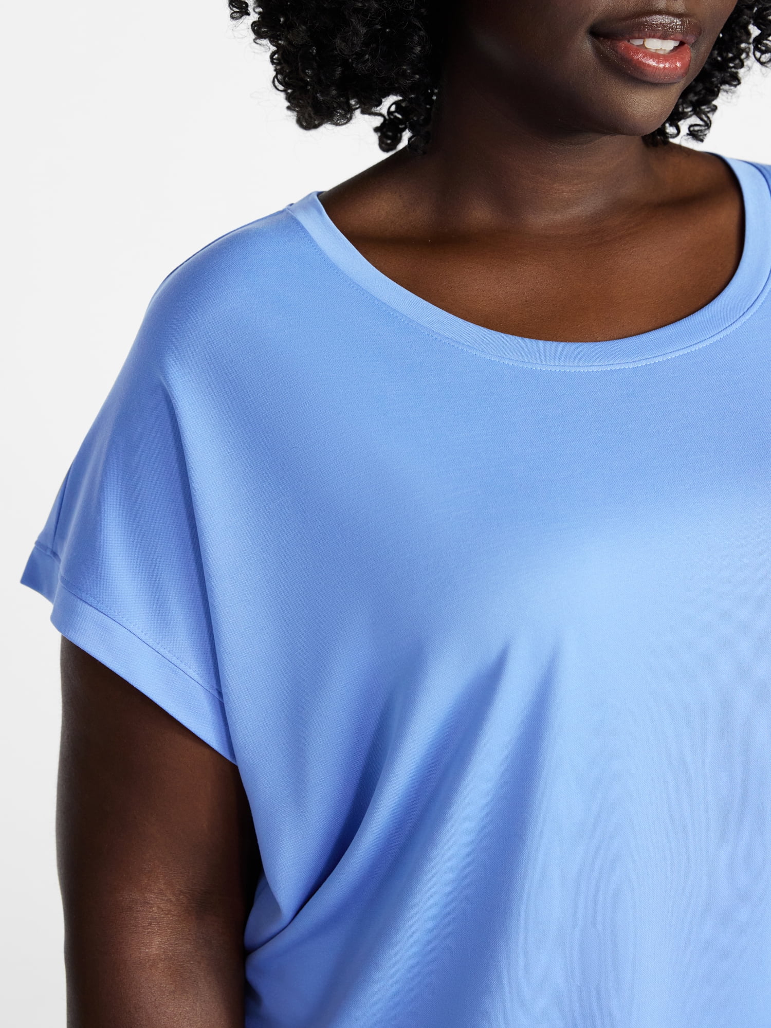 Terra & Sky Women’s Plus Scoop Neck Tunic Tee with Short Sleeves, Sizes 0X-5X