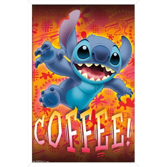 Disney Lilo and Stitch - Coffee Wall Poster, 14.725" x 22.375", Framed