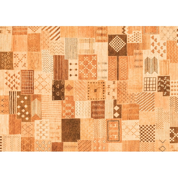 Ahgly Company Indoor Rectangle Abstract Orange Modern Area Rugs, 8' x 12'